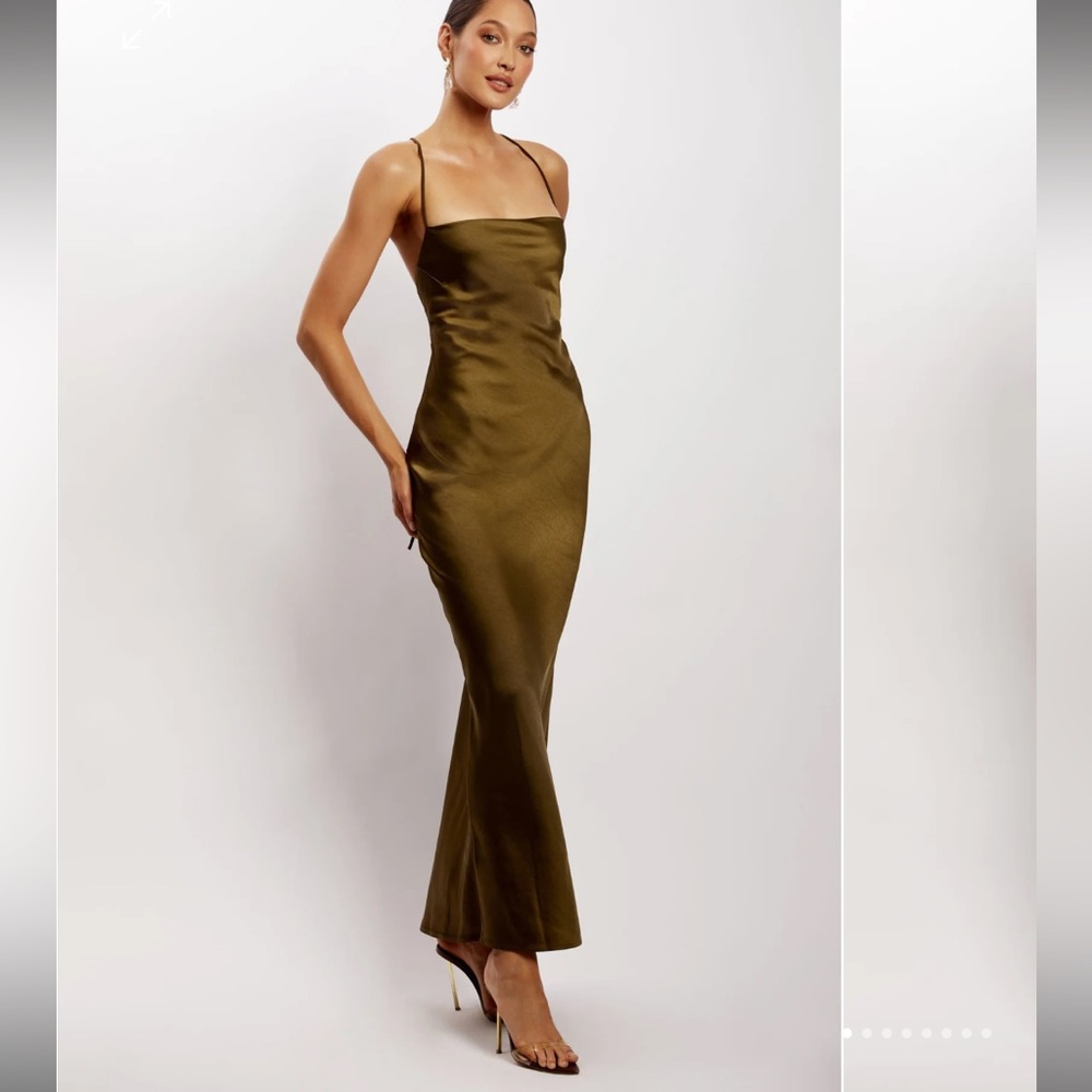 MESHKI SYDNEY Straight Neck Slip Maxi Dress - Khaki